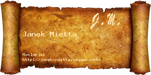 Janek Mietta névjegykártya